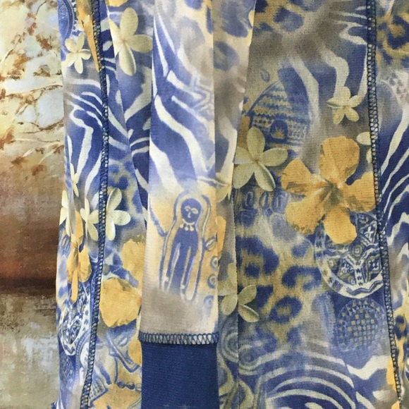 EUC LIOR PARIS EUC Pretty  Blue/Yellow Lined Top - Picture 6 of 11